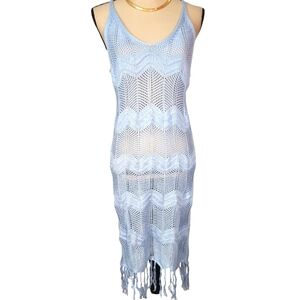 Almost Famous Ligh Blues Crochet Swim Cover Up. L